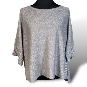 Anthropologie Alicia Shimmer Poncho Womens Sz XS Champagne Metallic Linen Blend
